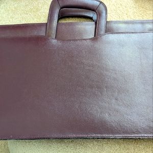 Vintage Leather Brief Case Slim Bag Women Men Office Work Organizer